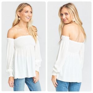 Show Me Your Mumu Raquel Smocked Top ~ White Challis